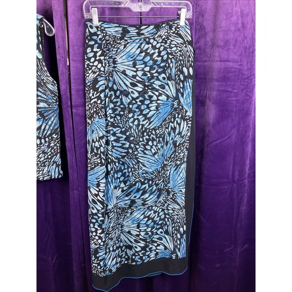 10 Dana Buchman Silk Monarch Butterfly Print Tank Wrap Skort Dress Set Blue - Picture 4 of 7
